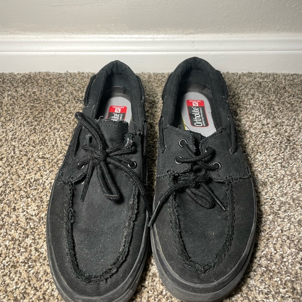 Vans Black Boat Shoes with Moccasin-Style Design